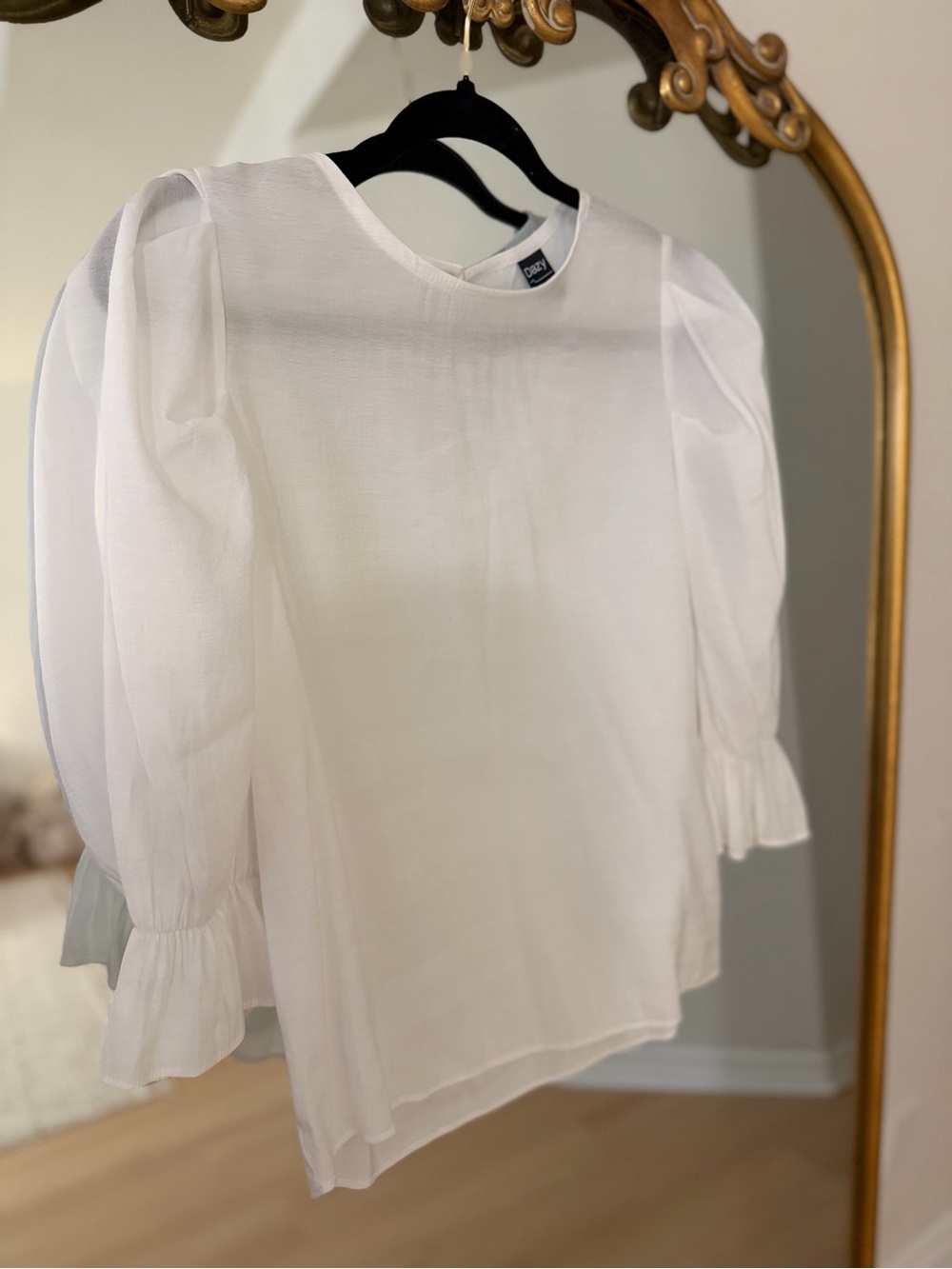 White Sheer Puff Sleeve Blouse - Women's Top